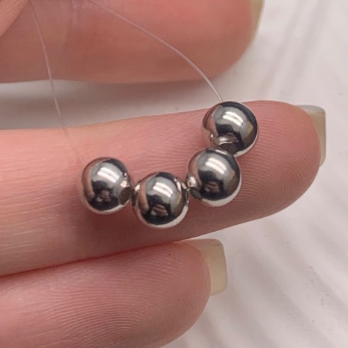 Бусина гладкая, разделитель, модель SS 925, покрытие родий, шарик 8 мм, цена за 1 шт