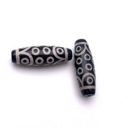 Бусина Дзи "6" из агата, 18 глаз, размер 30х10 мм, цена за 1 шт