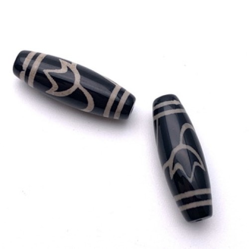 Бусина Дзи "8" из агата, Лотос, размер 30х10 мм