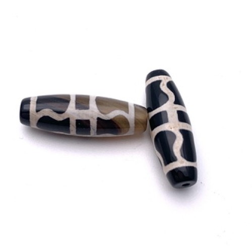 Бусина Дзи "10" из агата, Ваджра, размер 30х10 мм, цена за 1 шт