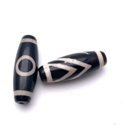 Бусина Дзи "11" из агата, Горный пик, размер 30х10 мм, цена за 1 шт