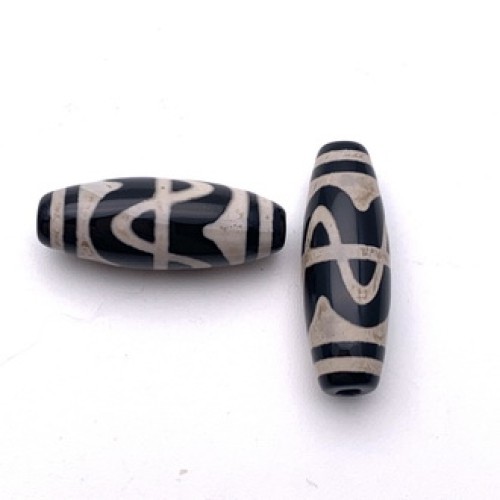 Бусина Дзи "17" из агата, Волны судьбы, размер 30х10 мм, цена за 1 шт