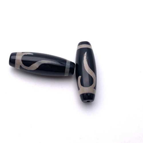 Бусина Дзи "21" из агата, Руи, Золотой ключ, размер 30х10 мм, цена за 1 шт