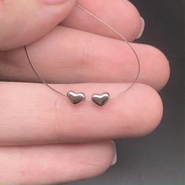 Бусина, сердце, разделитель, модель SS 925, родированное,  3 мм