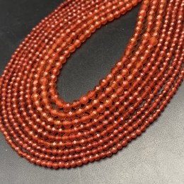 Каменные бусины, Сердолик (Карнеол), шарик огранка, 3 мм, длина нити 38 см