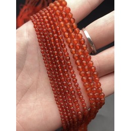 Каменные бусины, Сердолик (Карнеол), шарик огранка, 3 мм, длина нити 38 см