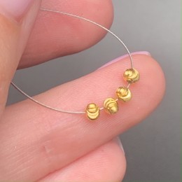 Бусина, рифлёная, разделитель, модель SS 925, покрытие позолота, шарик 3 мм, цена за 10 шт.