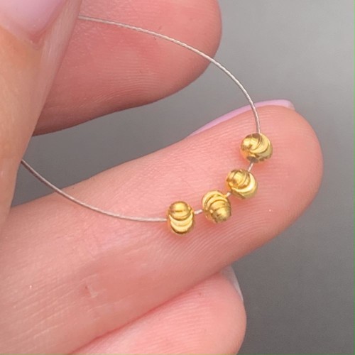 Бусина, рифлёная, разделитель, модель SS 925, покрытие позолота, шарик 3 мм, цена за 10 шт.