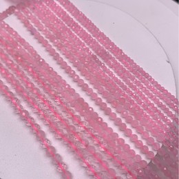 Каменные бусины, Розовый кварц, шарик огранка, 2 мм, длина нити 38 см