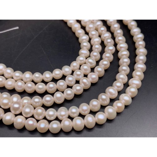 Каменные бусины, Жемчуг, белый, размер 6 мм, длина нити 38-39 см