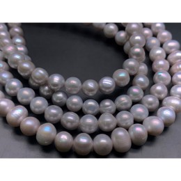 Каменные бусины, Жемчуг, серебристый, шарик гладкий, 8,5 мм, длина нити 38-39 см