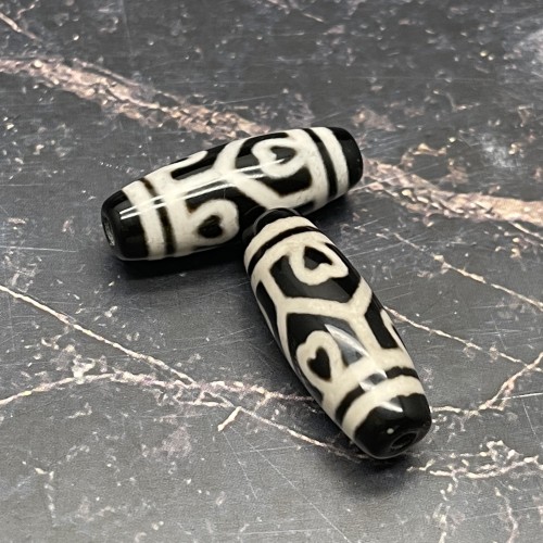 Бусина Дзи "51", из агата, Черепаха, 6 сердец Будды, 30х10 мм, цена за 1 шт