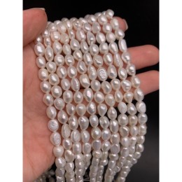 Каменные бусины, Жемчуг, белый, фриформы, 8х6 мм, длина нити 35 см