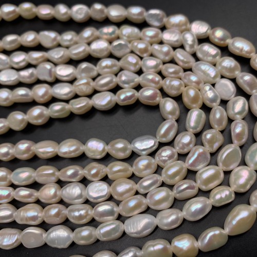 Каменные бусины, Жемчуг, фриформы, 6-7 мм, длина нити 38 см