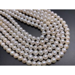 Каменные бусины, Жемчуг, белый, 5 мм, длина нити 37-38 см