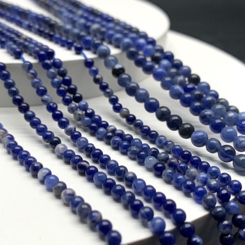 Каменные бусины, Содалит, шарик гладкий, 3 мм, длина нити 38 см
