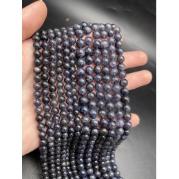 Каменные бусины, Иолит (Водяной Сапфир), шарик гладкий, 4 мм, длина нити 38 см