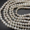 Каменные бусины, Жемчуг, белый, 5-5,5 мм, длина нити 35 см