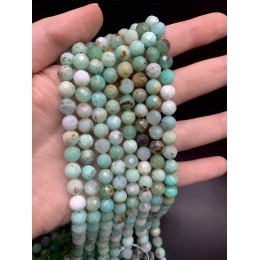Каменные бусины, Хризопраз, люкс, шарик огранка, 8 мм, длина нити 38 см