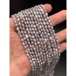 Каменные бусины, Жемчуг, серебристый, рис, 3 мм, длина нити 34-35 см