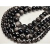 Каменные бусины, Обсидиан серебристый, люкс, шарик гладкий, 10 мм, длина нити 38 см