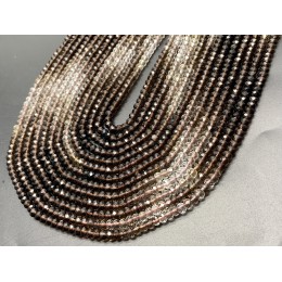 Каменные бусины, Раухтопаз, Дымчатый Кварц, Люкс, подобранный, рондель, огранка, 4х2,5 мм, длина нити 38 см