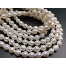 Каменные бусины, Жемчуг, белый, груша, 8-9 мм, длина нити 38 см