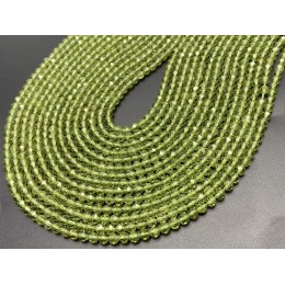 Каменные бусины, Хризолит (Перидот, Оливин), шарик огранка, 4 мм, длина нити 38 см