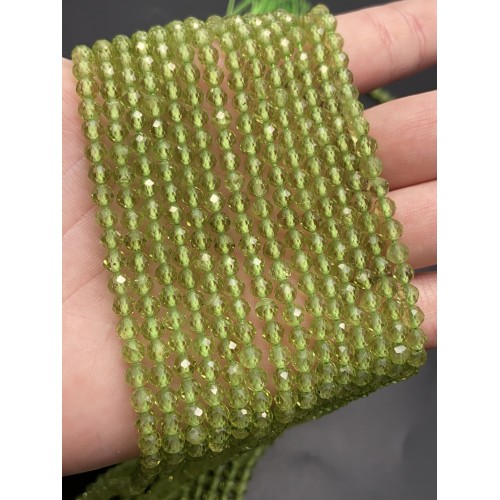 Каменные бусины, Хризолит (Перидот, Оливин), шарик огранка, 4 мм, длина нити 38 см