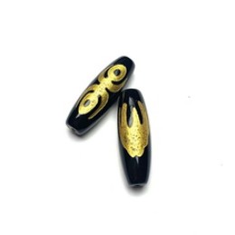 Бусина Дзи "230", агат, Летучая мышь, Насекомое счастья, размер 30х10 мм, цена за 1 шт