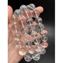 Каменные бусины, Горный Хрусталь, шарик гладкий, 16 мм, длина нити 19 см