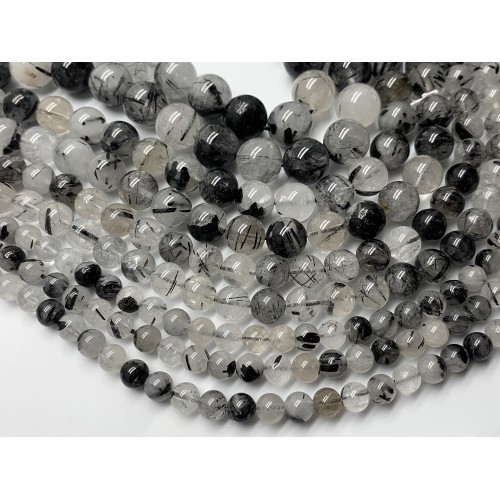 Каменные бусины, Турмалиновый кварц, люкс, шарик гладкий, 10,5 мм, длина нити 38 см