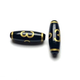 Бусина Дзи "239", ОМ, Сладкие речи, агат, размер 30х10 мм, цена за 1 шт