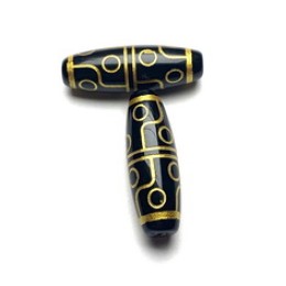 Бусина Дзи "241", агат, 12 глаз, размер 30х10 мм, цена за 1 шт