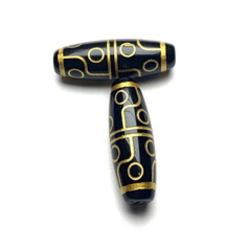 Бусина Дзи "241", агат, 12 глаз, размер 30х10 мм, цена за 1 шт