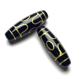 Бусина Дзи "242", агат, 3 глаза, размер 30х10 мм, цена за 1 шт