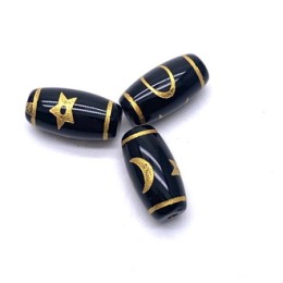 Бусина Дзи "551", агат, Вселенная Дзи, размер 18х10 мм, цена за 1 шт