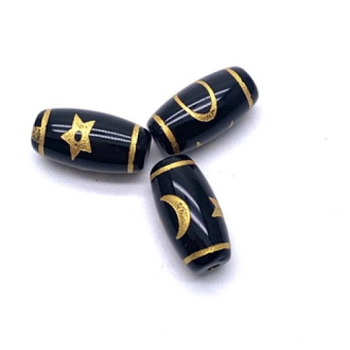 Бусина Дзи "551", агат, Вселенная Дзи, размер 18х10 мм, цена за 1 шт