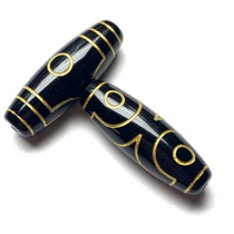 Бусина Дзи "243", агат, 3 глаза, размер 30х10 мм, цена за 1 шт