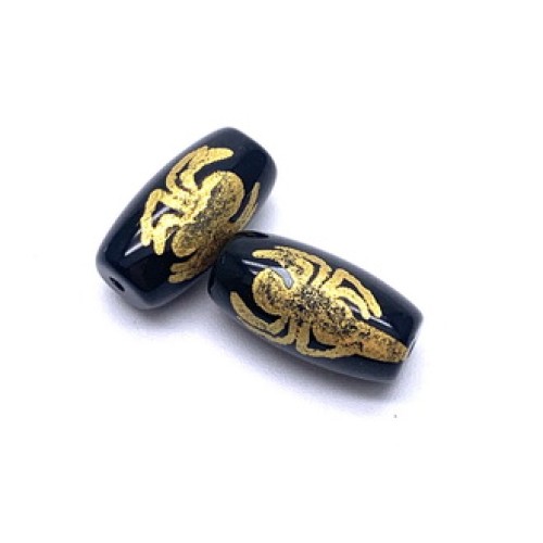 Бусина Дзи "555", агат, Паук, размер 18х10 мм, цена за 1 шт