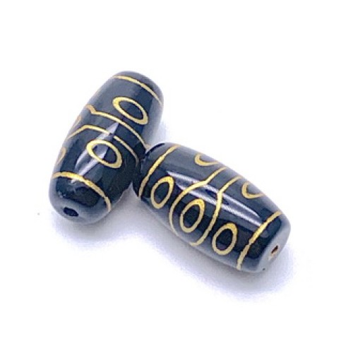 Бусина Дзи "556", агат, 10 глаз, размер 18х10 мм, цена за 1 шт