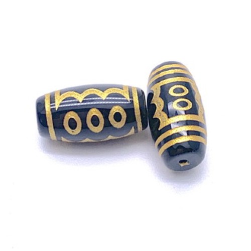 Бусина Дзи "561", агат, 5 глаз, размер 18х10 мм, цена за 1 шт