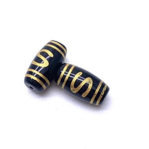 Бусина Дзи "565", агат, Денежный крючок, размер 18х10 мм, цена за 1 шт