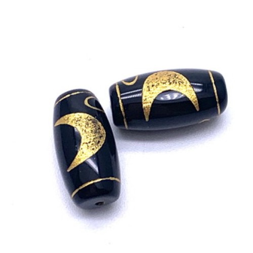 Бусина Дзи "574", агат, Солнце и Луна, размер 18х10 мм, цена за 1 шт