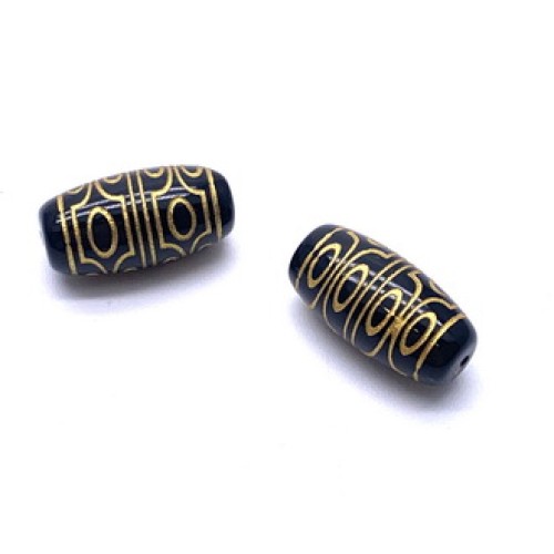 Бусина Дзи "575", агат, 12 глаз, размер 18х10 мм, цена за 1 шт