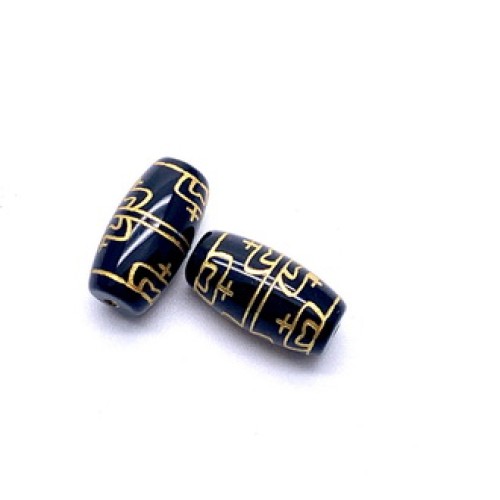 Бусина Дзи "578", агат, Двойной сосуд изобилия, размер 18х10 мм, цена за 1 шт