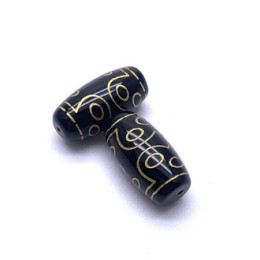 Бусина Дзи "583", агат, 11 глаз, размер 18х10 мм, цена за 1 шт