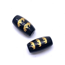 Бусина Дзи "584", агат, 5 летучих мышей, размер 18х10 мм, цена за 1 шт