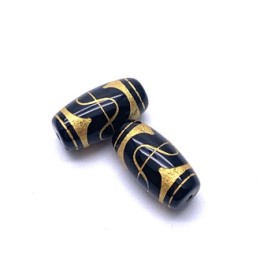 Бусина Дзи "585", агат, Волны судьбы, размер 18х10 мм, цена за 1 шт