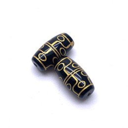 Бусина Дзи "586", агат, 12 глаз, размер 18х10 мм, цена за 1 шт